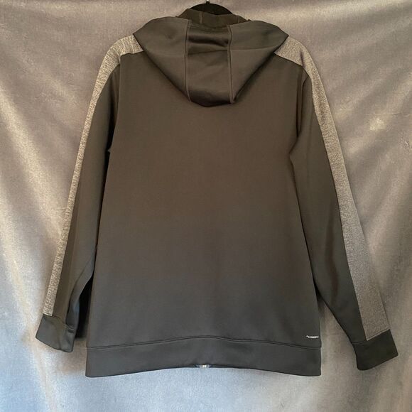 Adidas Climawarm Men’s Hoodie Size L Black & Gray Athletic Fit - Picture 10 of 11